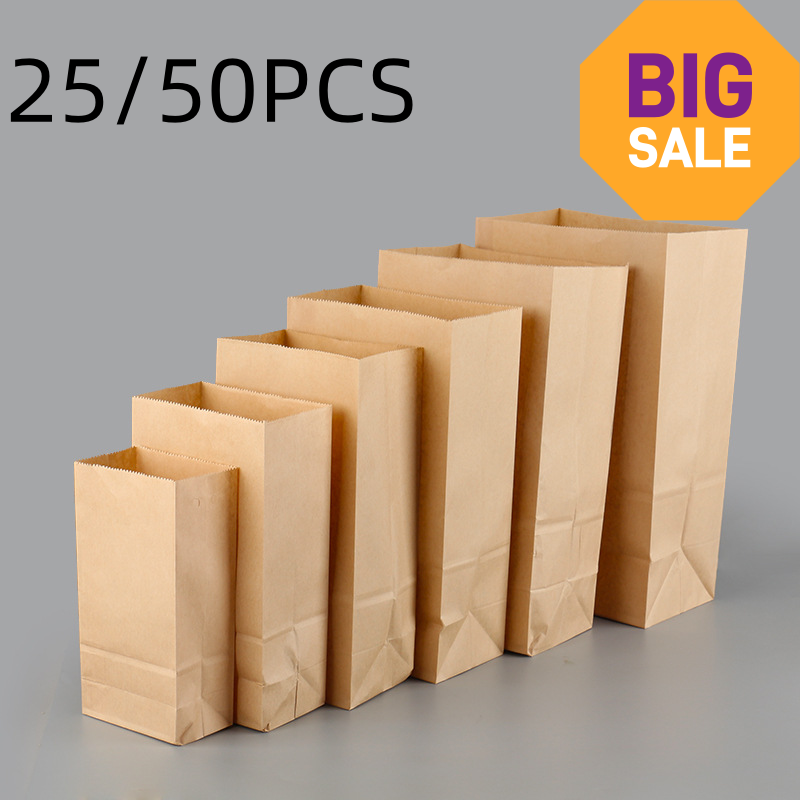 Home Office Number - 25/50pcs Brown Kraft Paper Bags Exquisite