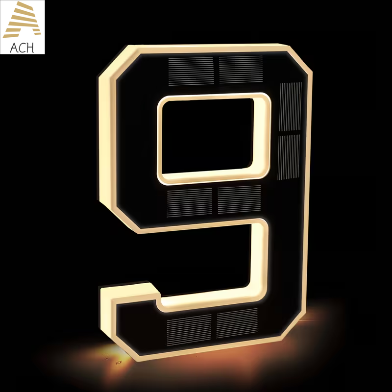Home Office Number - 23cm Solar LED Address Sign, Digital