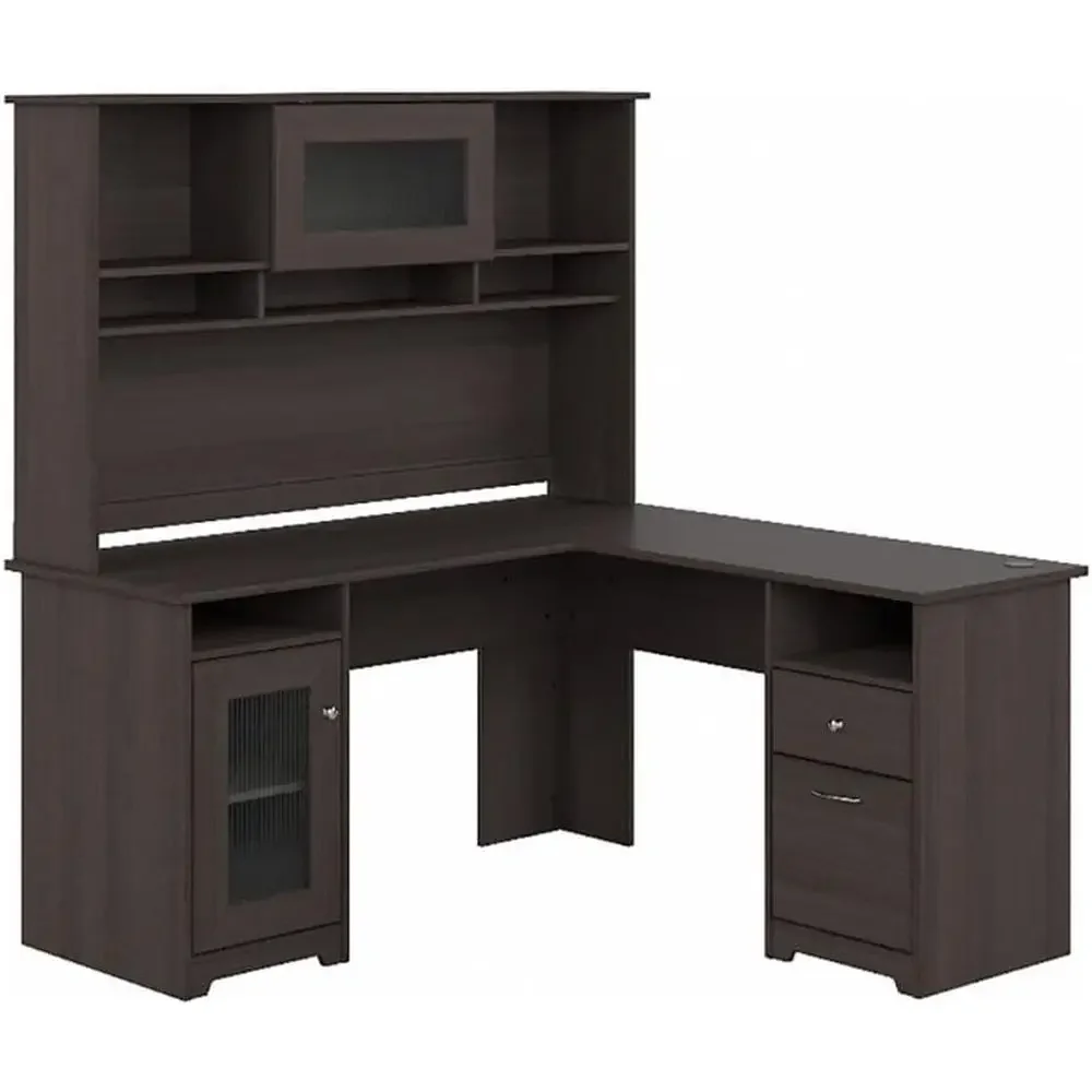 Home Office L Shaped Desk - 60 L-Shaped Wood Desk with Hutch,