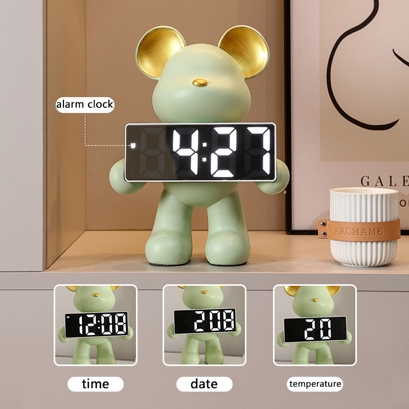 Nordic Creative Resin Bear Clo - Led Desk Clock review and price