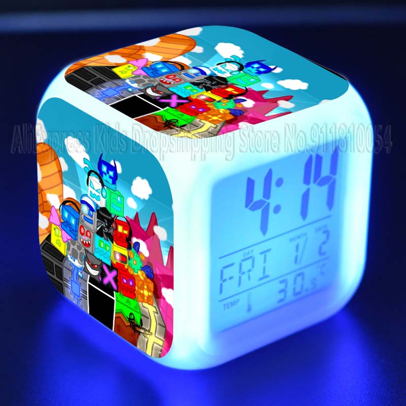 Angry Geometry Dash Alarm Cloc - Led Desk Clock review and price