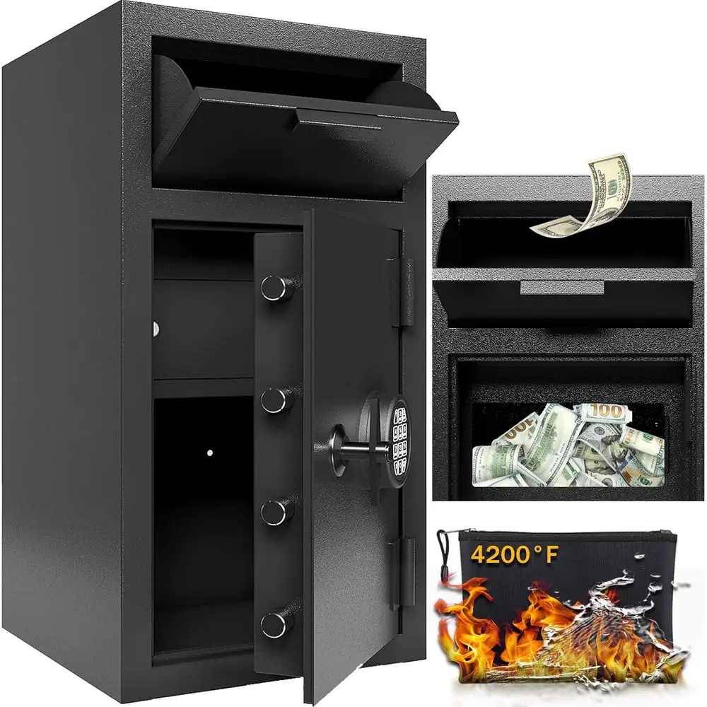 Waterproof Cash Drop Safe Box  - Home Office Travel Document review and price