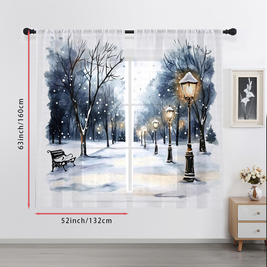 2PCS Sheer Curtains Winter Sno - Home Office Lamp review and price