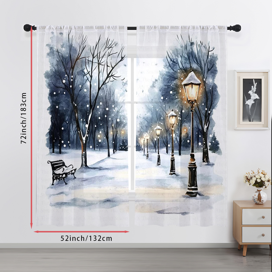 2PCS Sheer Curtains Winter Sno - Home Office Lamp review and price