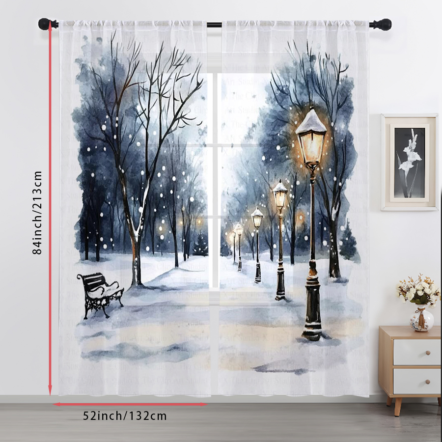 2PCS Sheer Curtains Winter Sno - Home Office Lamp review and price