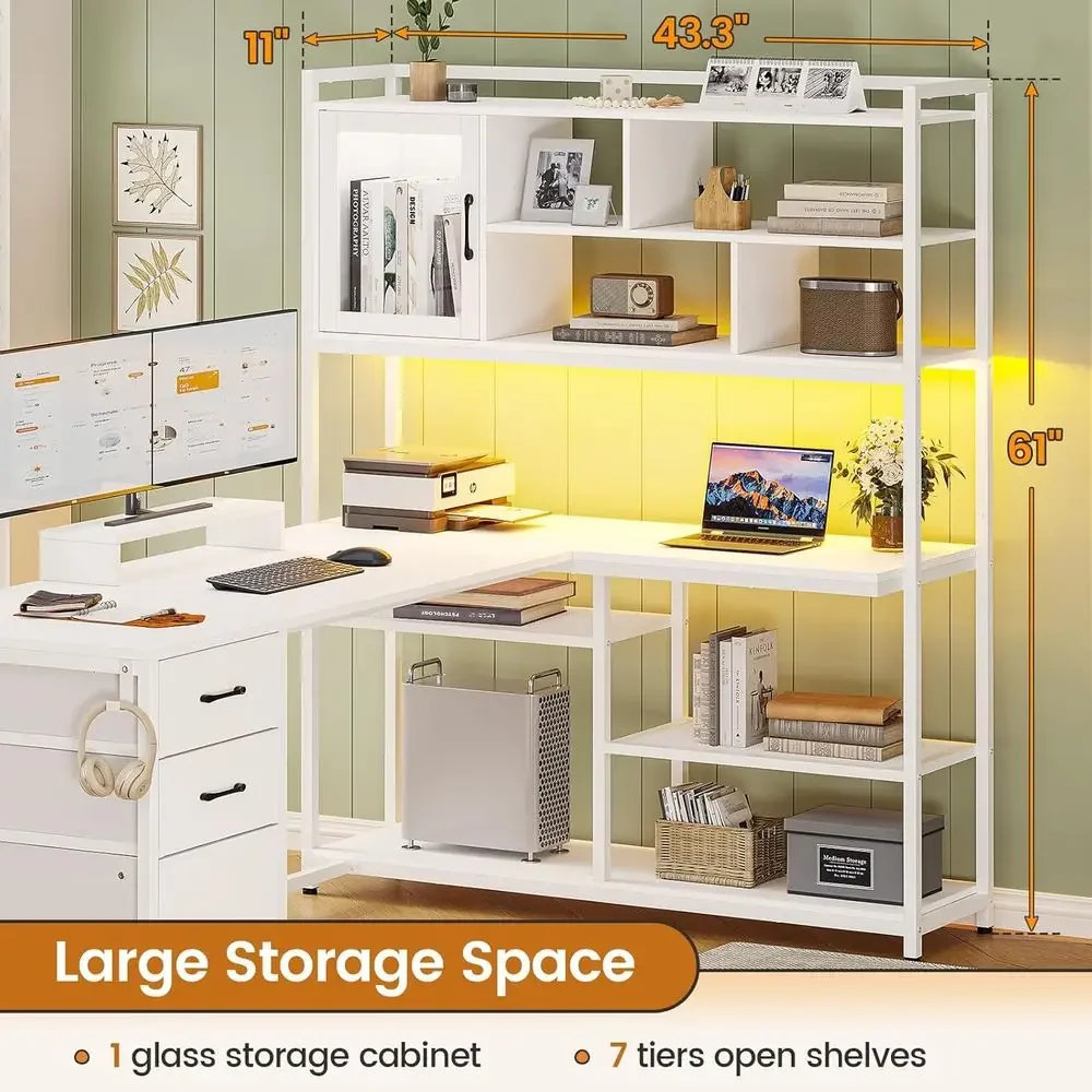 58 L-Shaped Desk with Storage, - Home Office L Shaped Desk review and price