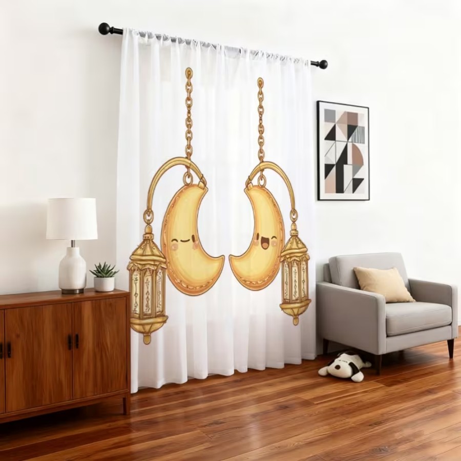 2PCS Digital Print Sheer Curta - Home Office Lamp review and price