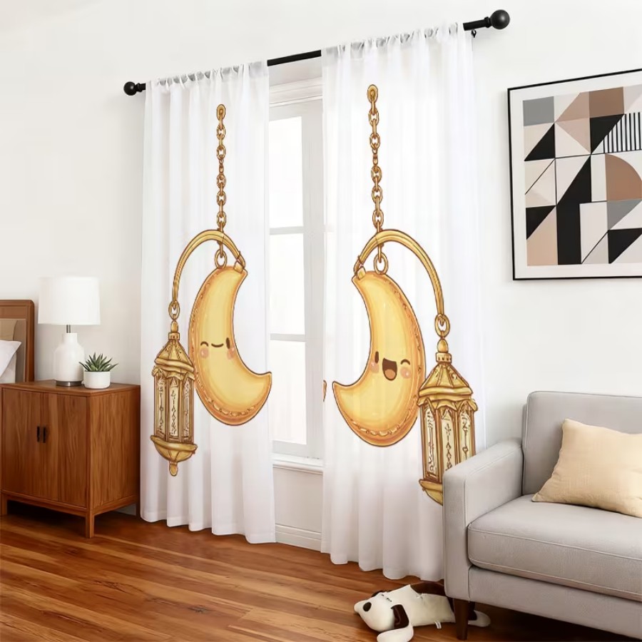 2PCS Digital Print Sheer Curta - Home Office Lamp review and price