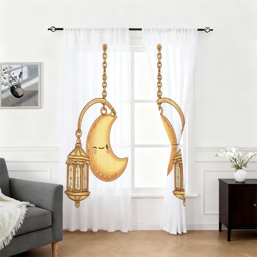 2PCS Digital Print Sheer Curta - Home Office Lamp review and price