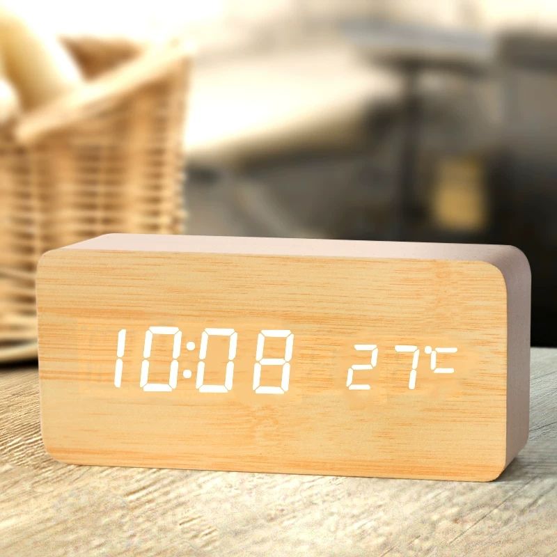 Wooden Digital Alarm Clock, LE - Led Desk Clock review and price