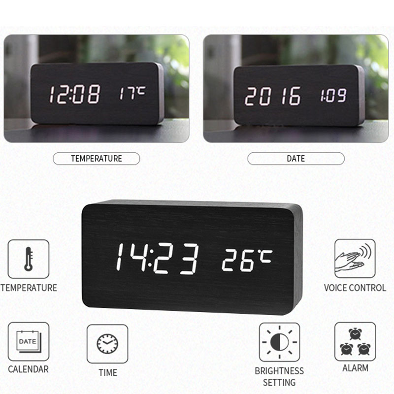 Wooden Digital Alarm Clock, LE - Led Desk Clock review and price