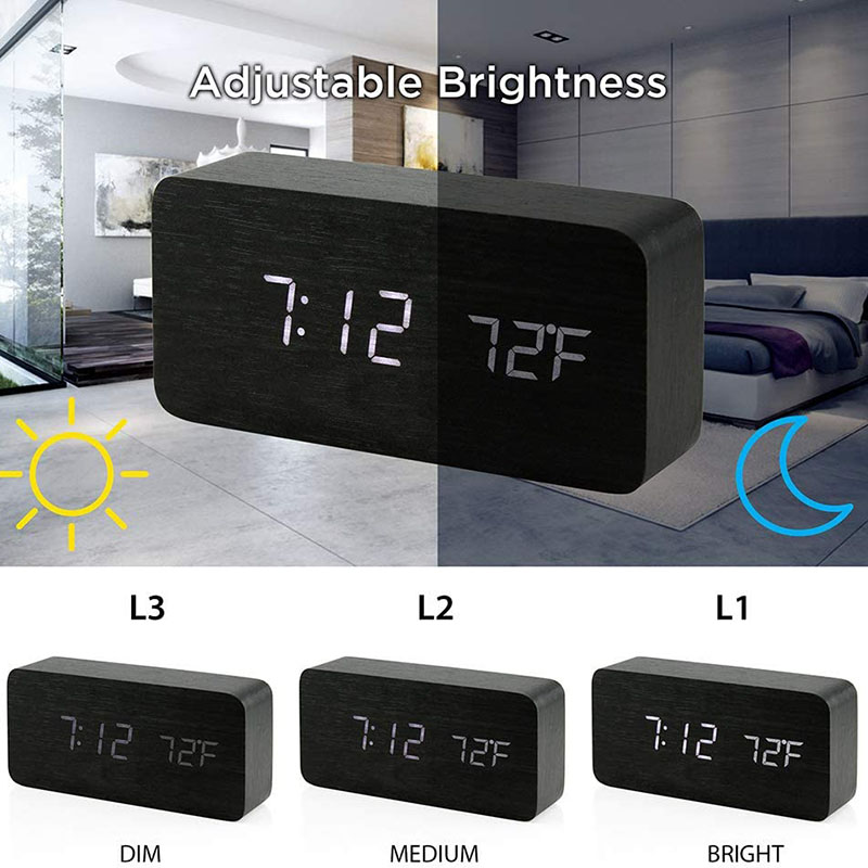 Wooden Digital Alarm Clock, LE - Led Desk Clock review and price