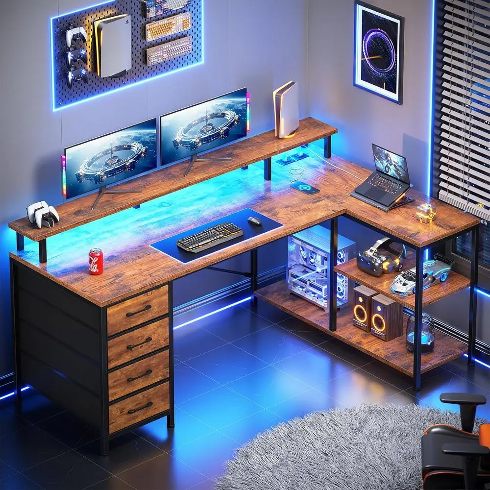 L-Shaped Desk with 4 Drawers,  - Home Office L Shaped Desk review and price