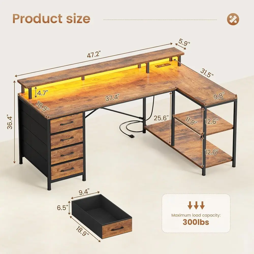 L-Shaped Desk with 4 Drawers,  - Home Office L Shaped Desk review and price
