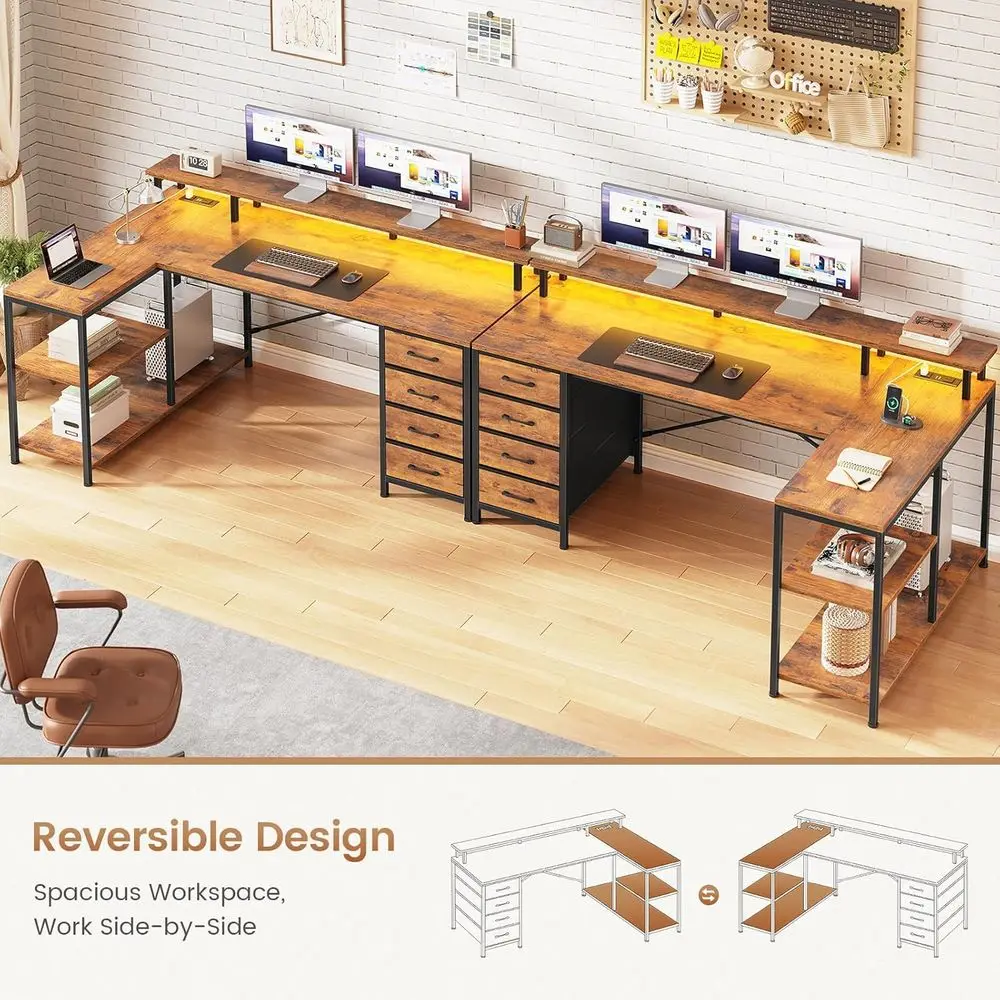 L-Shaped Desk with 4 Drawers,  - Home Office L Shaped Desk review and price