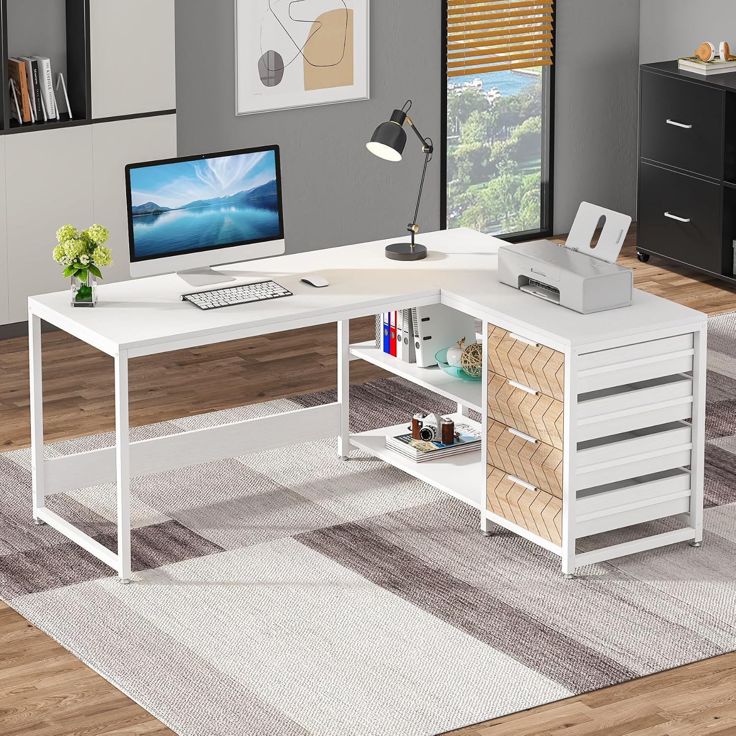 L Shaped Computer Desk with Dr - Home Office L Shaped Desk review and price