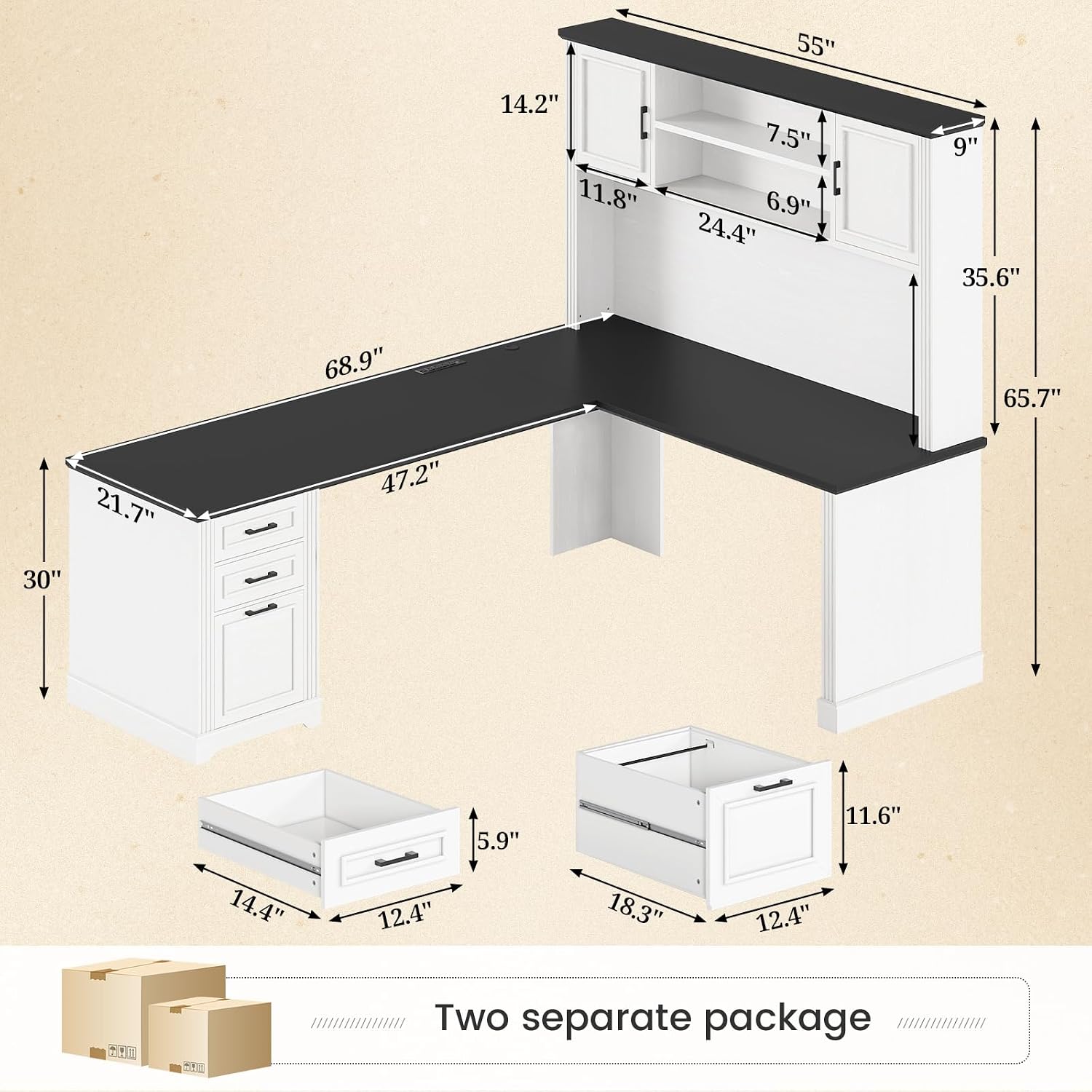 L Shaped Desk with Hutch & 3 D - Home Office L Shaped Desk review and price