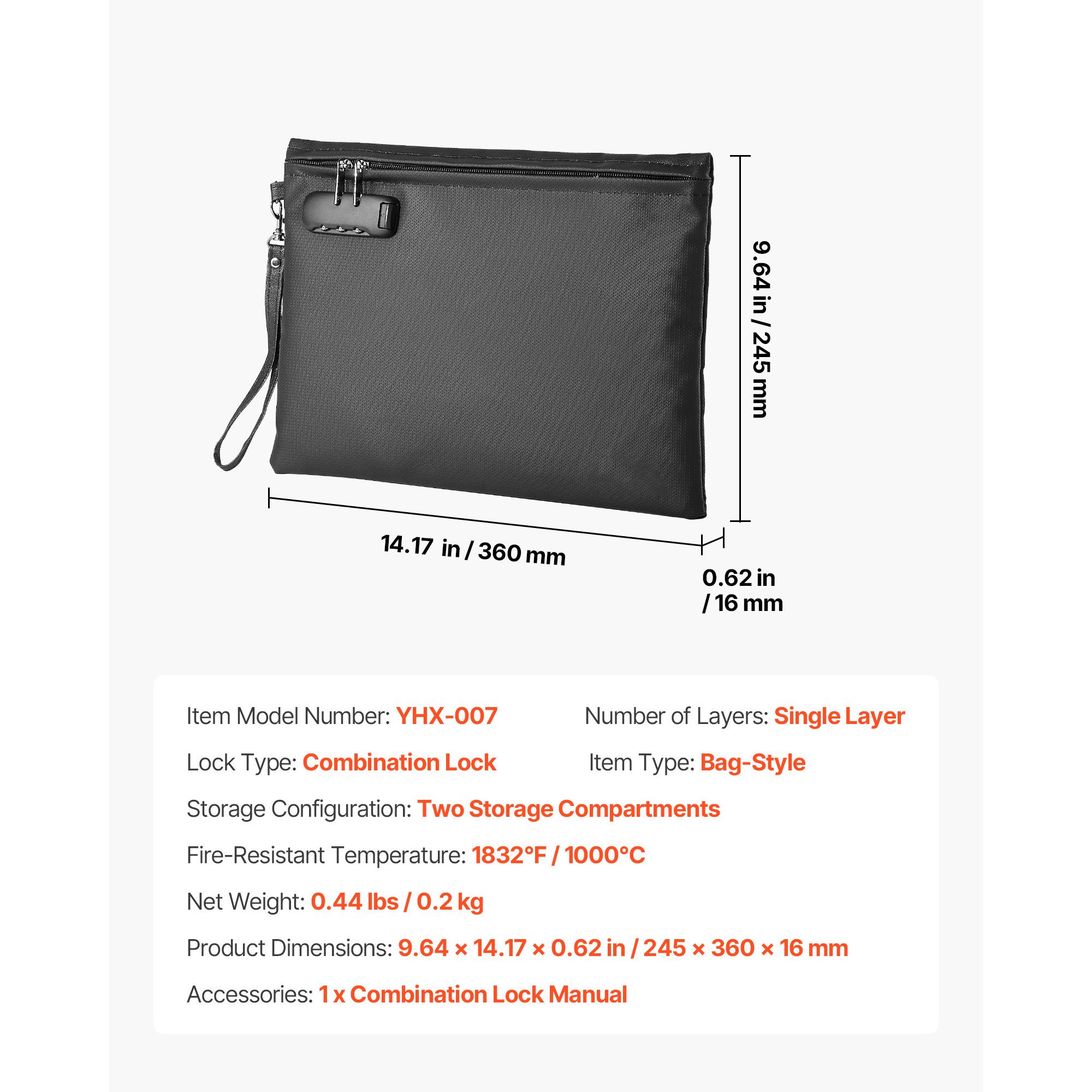 Fireproof Document Bag, 1832 F - Home Office For Passport review and price