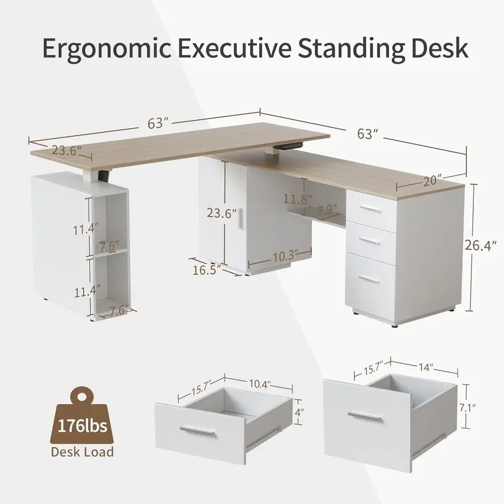 63 L-Shaped Standing Desk with - Home Office L Shaped Desk review and price