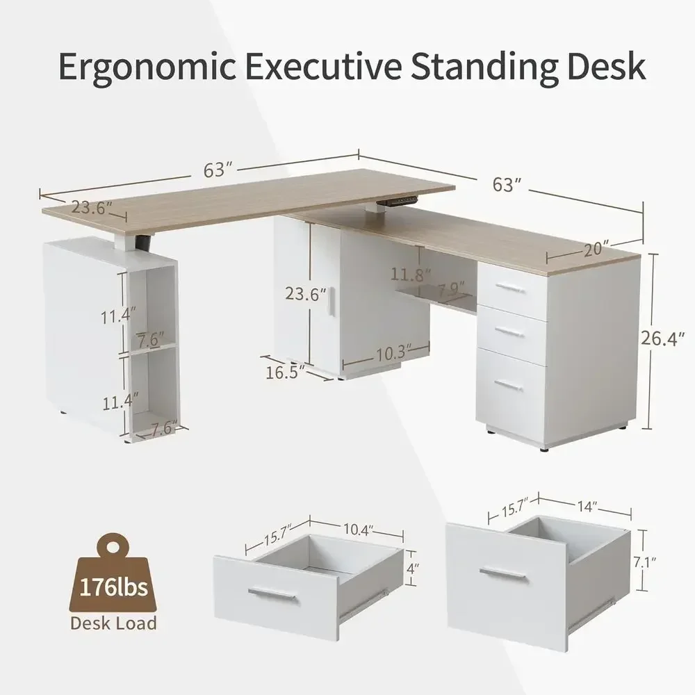 63 Executive L-Shaped Standing - Home Office L Shaped Desk review and price