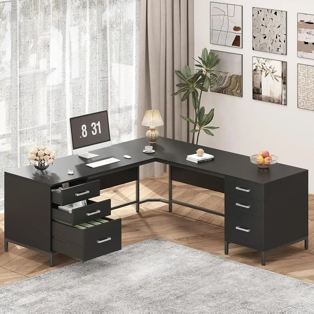 Large L-Shaped Wood Desk with  - Home Office L Shaped Desk review and price
