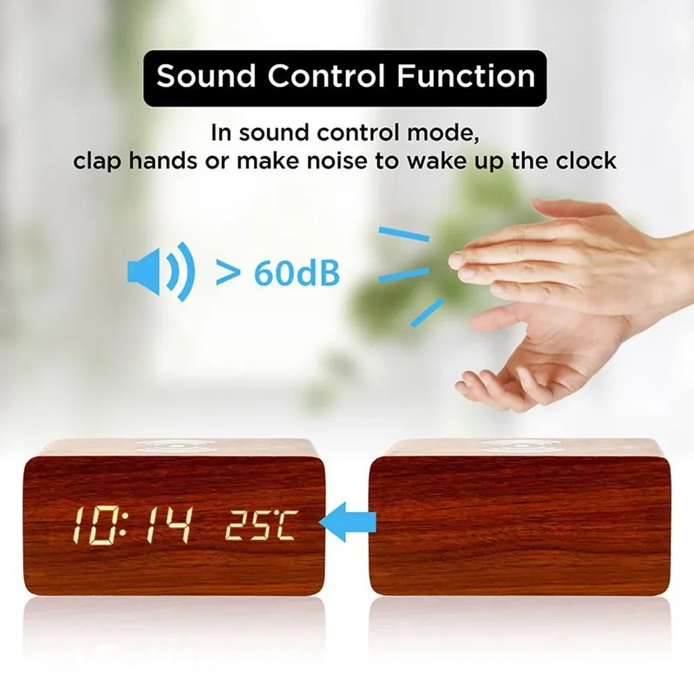 Alarm Clock LED Digital Wooden - Led Desk Clock review and price
