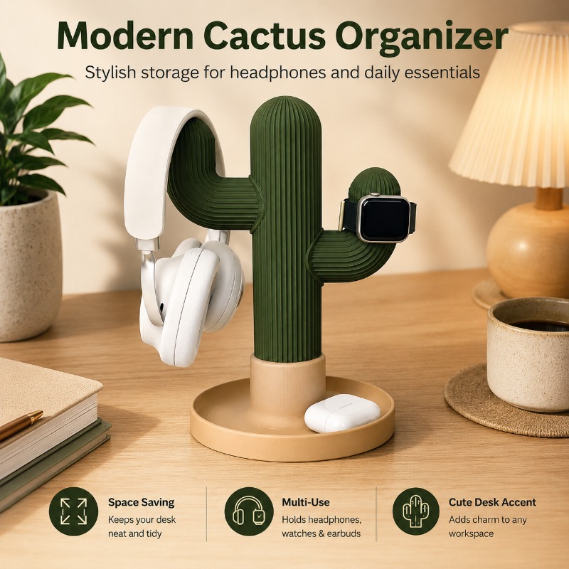 Minimalist Cactus Headset Stan - Home Office Organization review and price
