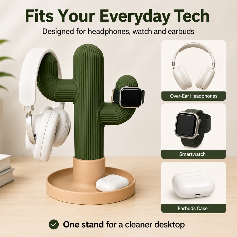 Minimalist Cactus Headset Stan - Home Office Organization review and price