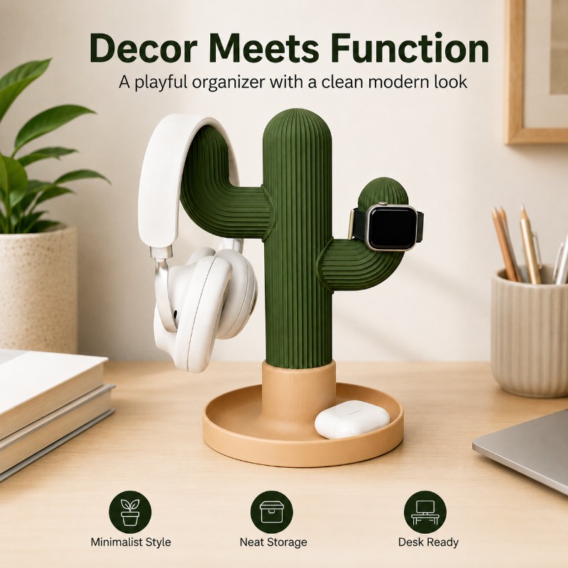 Minimalist Cactus Headset Stan - Home Office Organization review and price